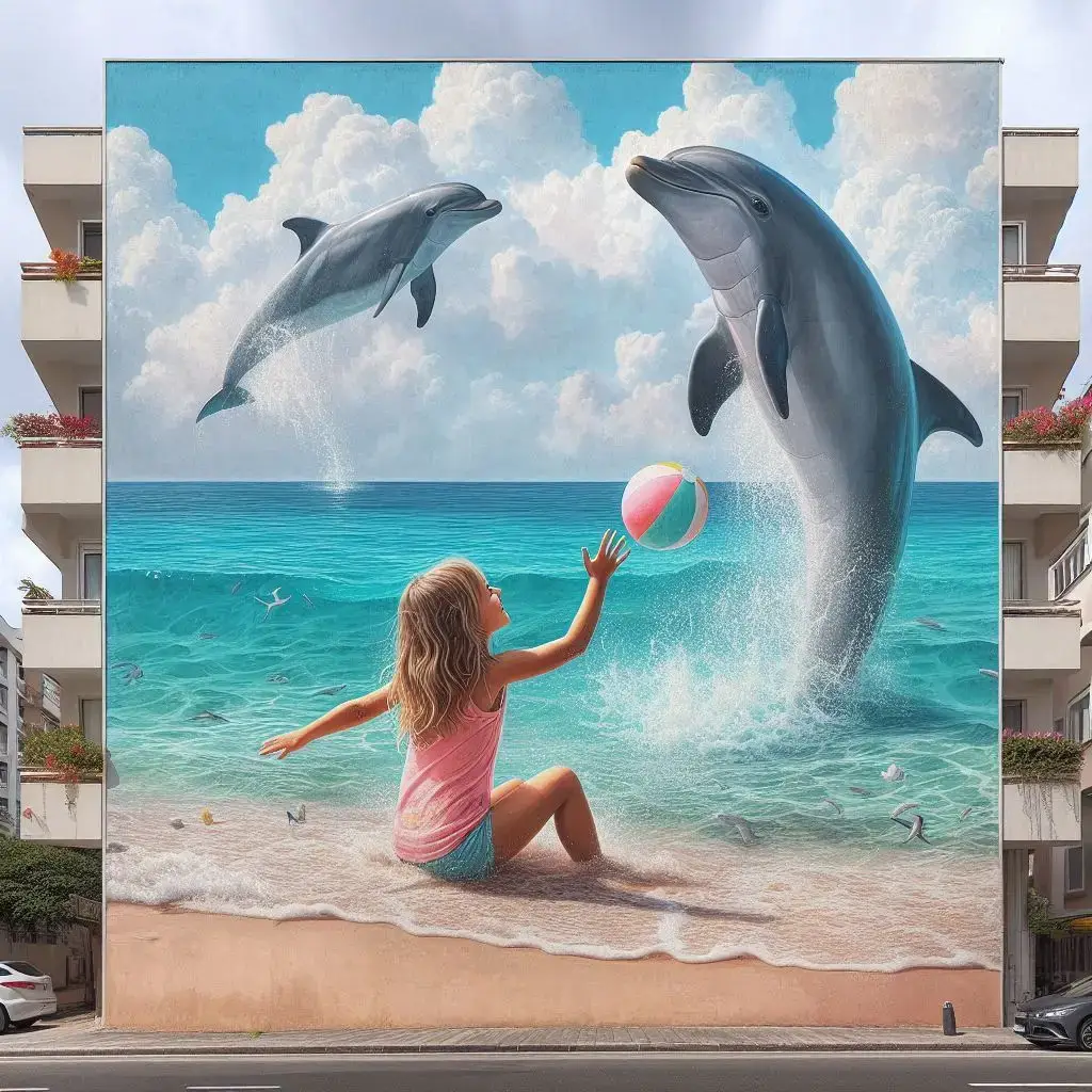 graffiti profesional Barcelona delfines