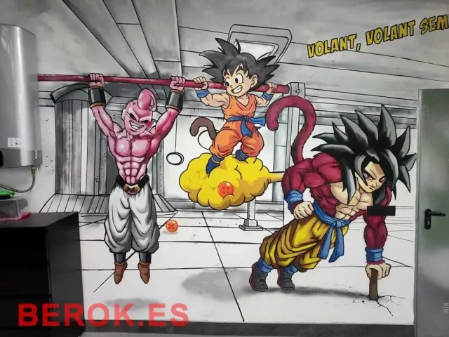 Murales Goku Bola de Drac gimnasio Barcelona Murales Goku Bola de Drac gimnasio Barcelona Goku pequeño y Superguerrer 4