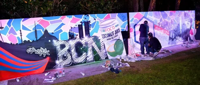 Exhibición de graffiti en directo en fiesta americana Autotask NY