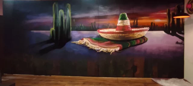 Graffiti restaurante mexicano Girona mural temático