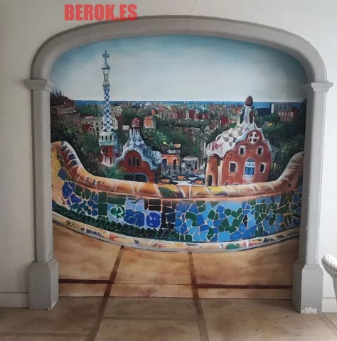 Decoración mural restaurante Celler Arbocet en Ruidoms Catalunya