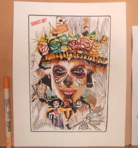 ilustración catrina dibujo artístico