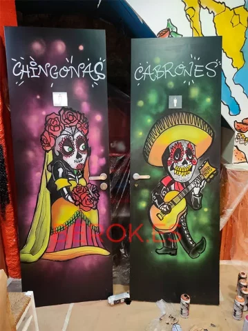 puertas baño decoradas catrina mariachi