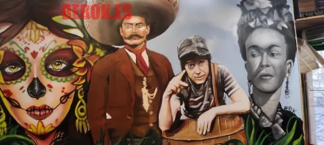 Graffiti homenaje a Chespirito con personajes icónicos mexicanos