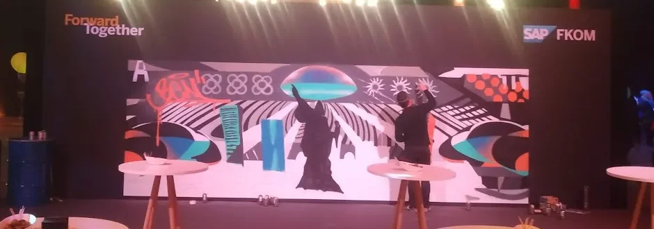 Graffiti en vivo en evento SAP FKOM Barcelona