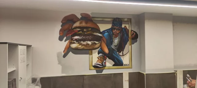 Graffiti trampantojo hamburguesa restaurante