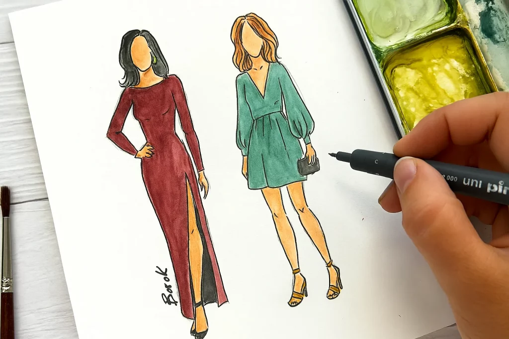 Retrato rápido en directo durante una boda, artista realizando live art con estilo urbano y toques de ilustración moderna.