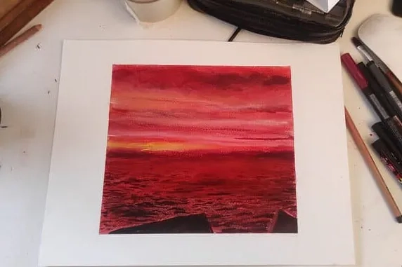 Ilustración del mar rojo hiperrealista en acuarela