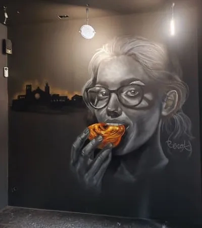 Mural en tienda Natas D’Ouro en Sant Cugat del Vallès