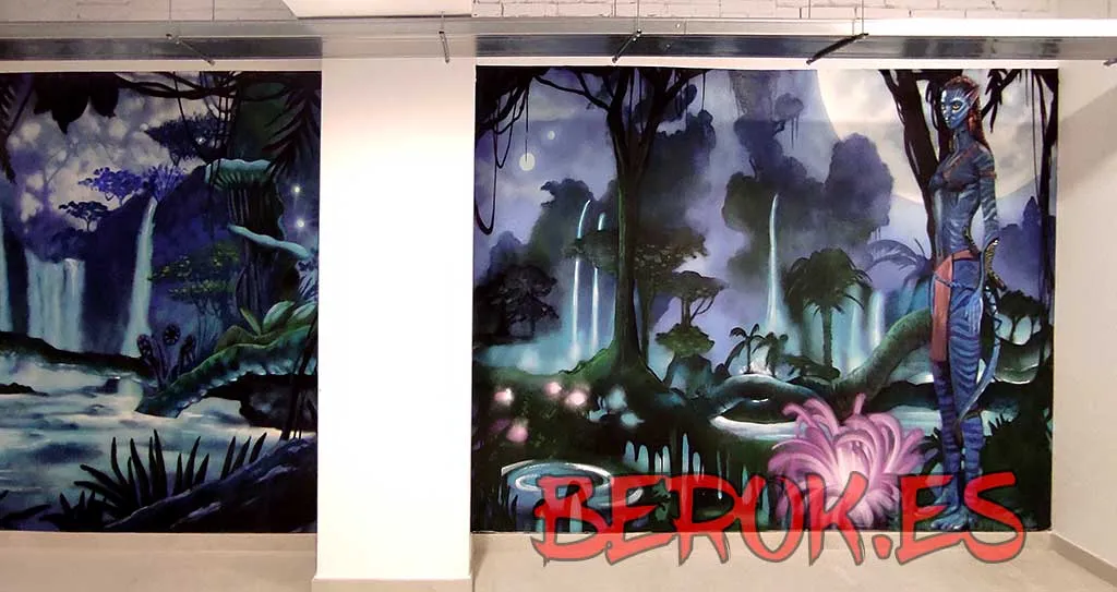 Murales Avatar en oficinas con personajes y paisajes de Pandora