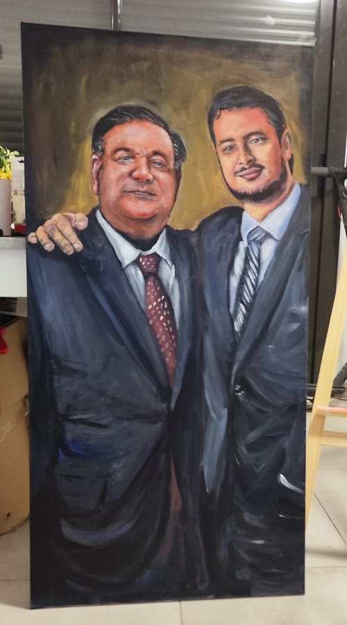 Cuadros pintados por encargo retrato Barcelona pintado a mano estilo realista sobre lienzo