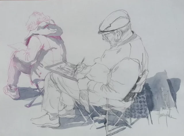 Boceto de artista dibujando en directo durante evento