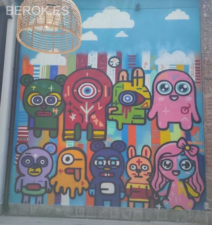 Graffiti de muñecos estilo arte urbano con personajes cartoon y estética street art