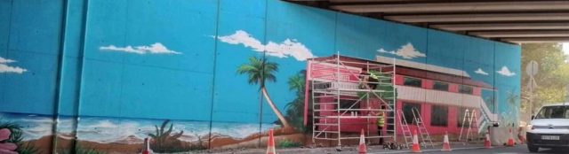 Mural Puerto Cabezas Bilwi bajo puente en Roquetes