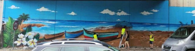 Mural playa tropical Puerto Cabezas Bilwi Nicaragua
