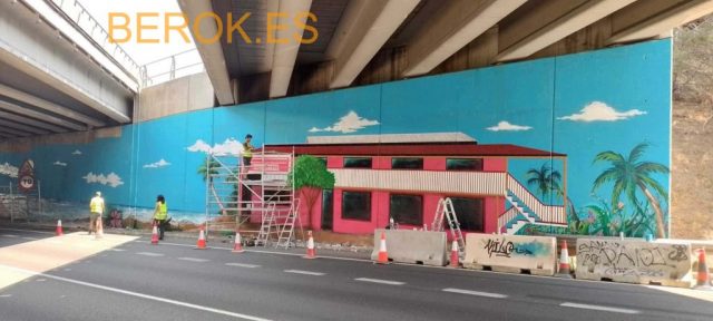 Mural Puerto Cabezas Bilwi en proceso bajo puente